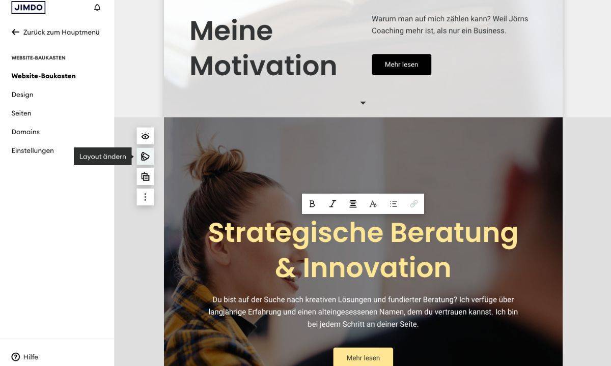 Homepage Baukasten Angebot Jimdo