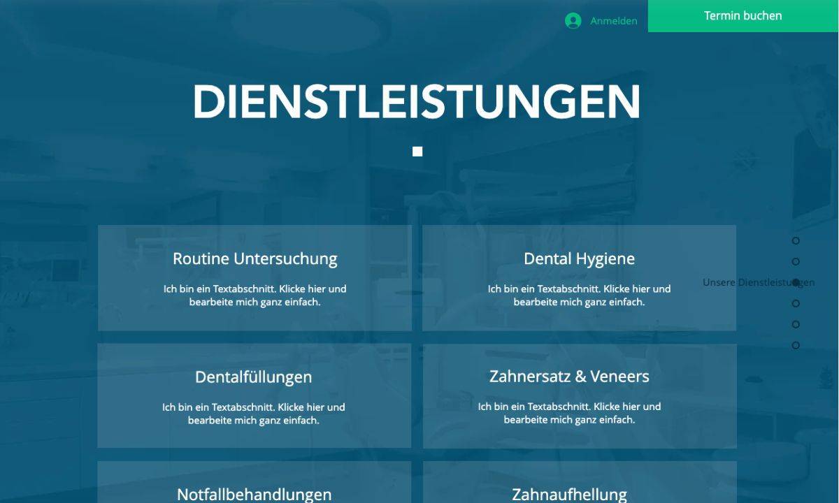 Arzt-Website Dienstleistungen