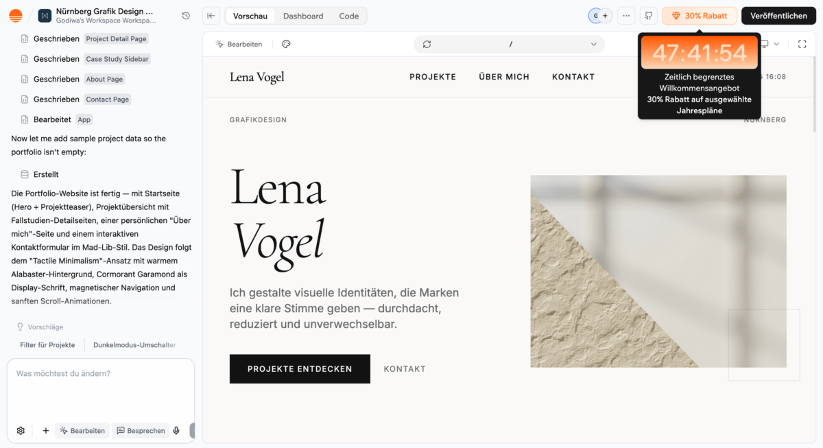 Base44-Portfolio-Erstellung