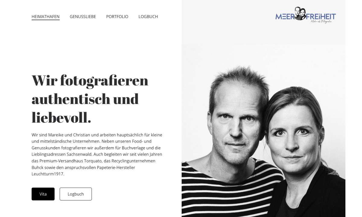 Beispiel für Fotografen-Website Meerfreiheit