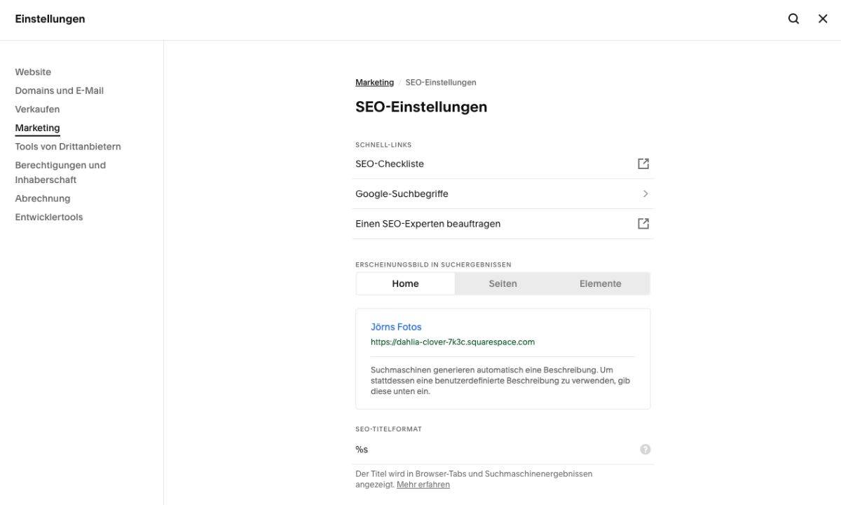 SEO-Einstellungen