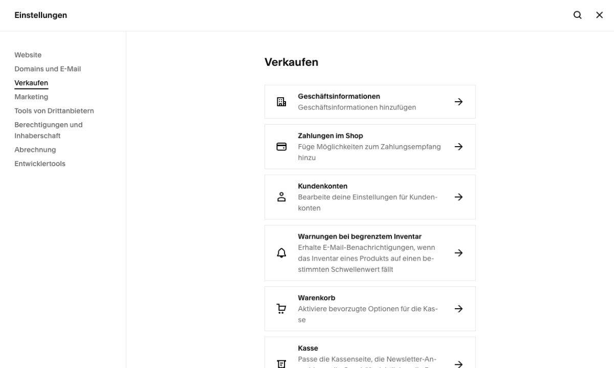 Squarespace-Shop-Verwaltung