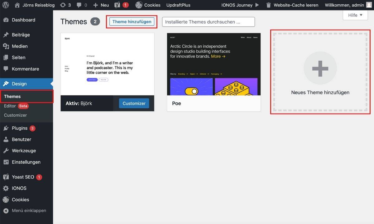 Wordpress Themes hinzufügen