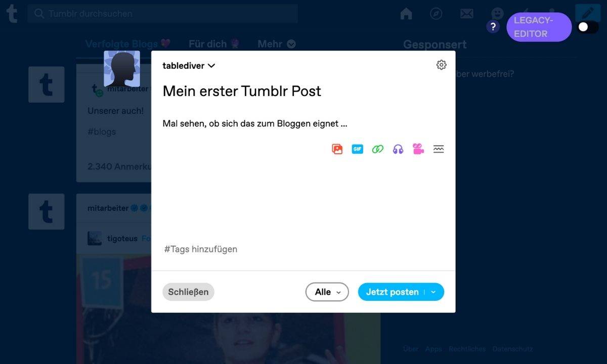 Tumblr Blog erstellen