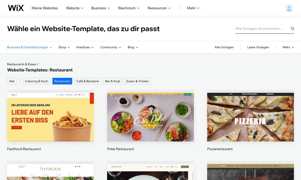 WIX Seite erstellen - Template