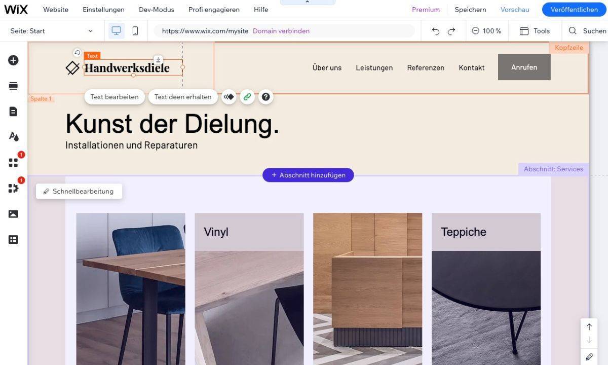 WIX Handwerk Beispiel-Website