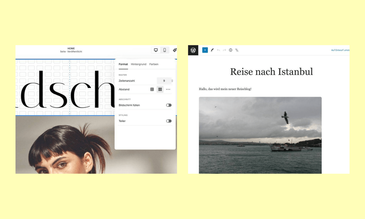 Wordpress vs Squarespace Editor
