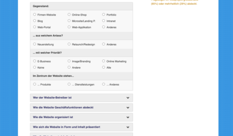 Webkalkulator Fragebogen